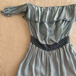 Off the shoulder denim romper